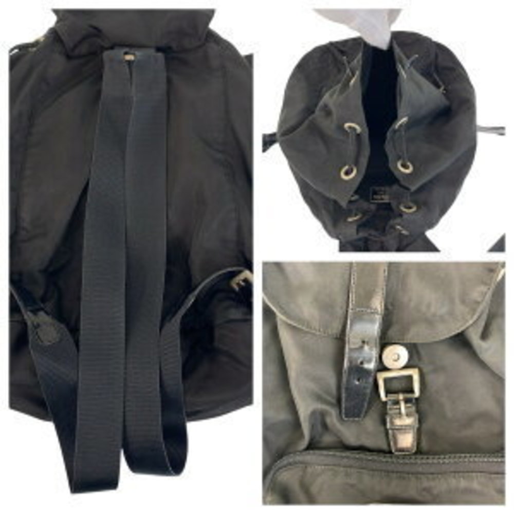 Prada Triangular Backpack Nylon Leather Tessuto B… - image 4